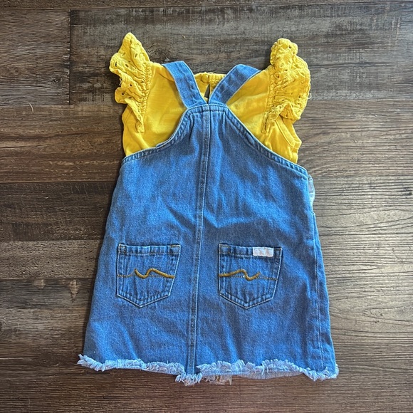 7 FOR ALL MANKIND | denim jumper/dress & mustard top 2PC SET - Picture 3 of 4